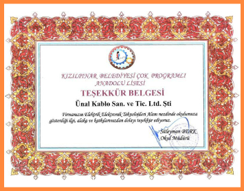 TEŞEKKÜR BELGESİ